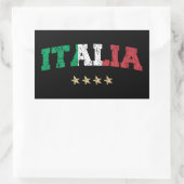 イタリアサッカーシャツサッカーファンイタリアン国旗 長方形シール (バッグ)
