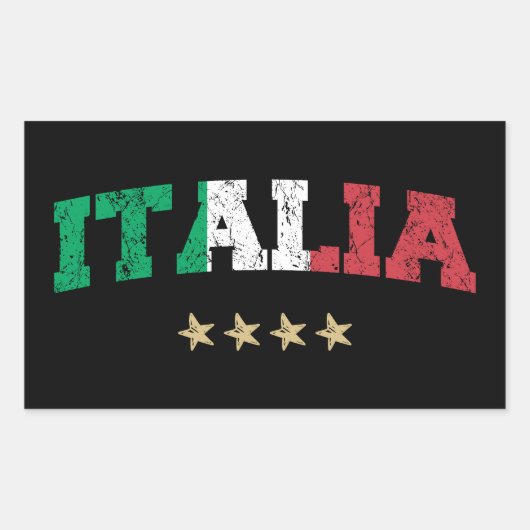 イタリアサッカーシャツサッカーファンイタリアン国旗 長方形シール (正面)