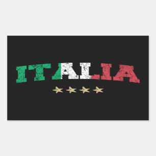 イタリアサッカーシャツサッカーファンイタリアン国旗 長方形シール