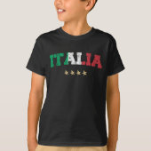 イタリアサッカーシャツサッカーファンイタリアン国旗 Tシャツ (正面)