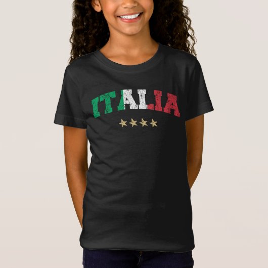 イタリアサッカーシャツサッカーファンイタリアン国旗 Tシャツ (正面)