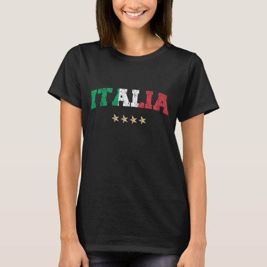 イタリアサッカーシャツサッカーファンイタリアン国旗 Tシャツ (正面)