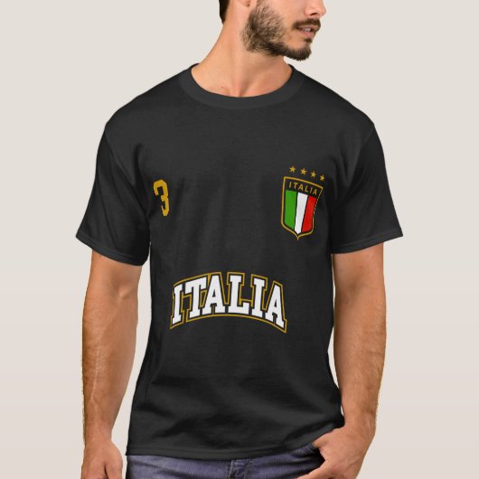 イタリアサッカーチーム第3スポーツイタリアン国旗 Tシャツ (正面)
