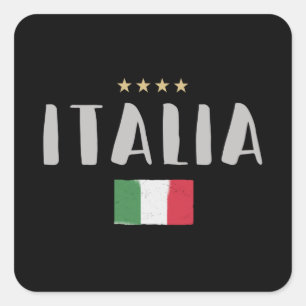イタリアサッカーファンのシャツ国旗 スクエアシール