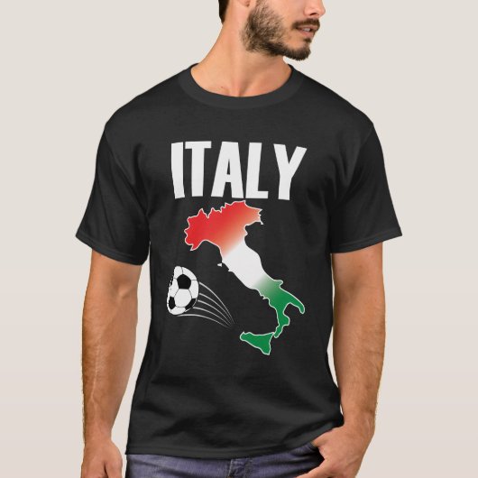 イタリアサッカーファンマップブートサッカーボール Tシャツ (正面)