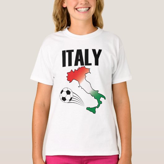 イタリアサッカーファンマップブートサッカーボール Tシャツ (正面)