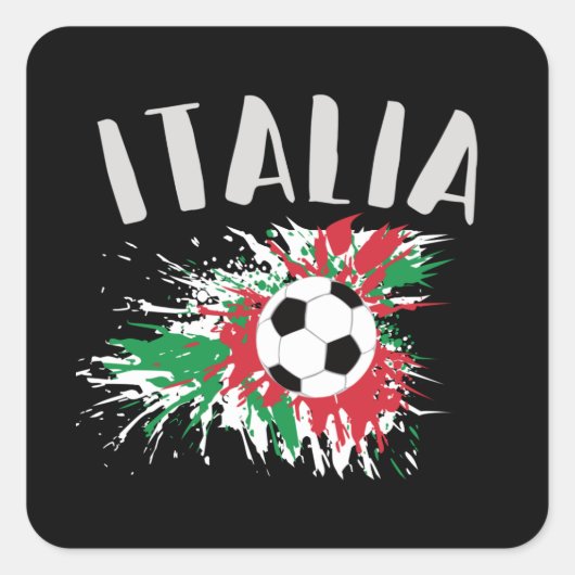 イタリアサッカーボールグランジ国旗 スクエアシール (正面)