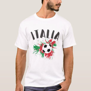 イタリアサッカーボールグランジ国旗 Tシャツ