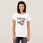 イタリアサッカーボールグランジ国旗 Tシャツ (正面フル)