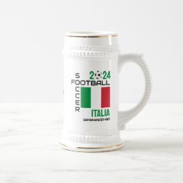 イタリアサッカー名前をカスタムする2024任意の年 ビールジョッキ