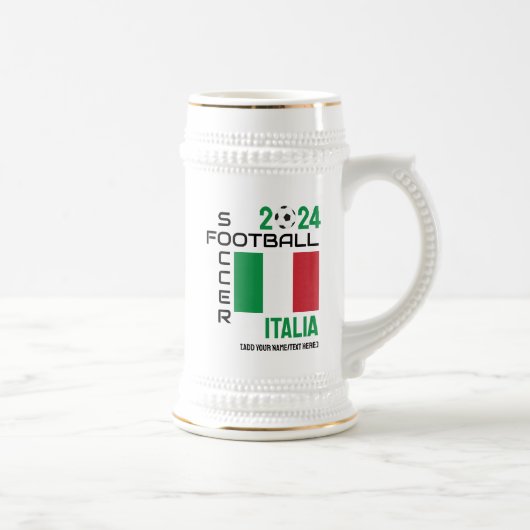 イタリアサッカー名前をカスタムする2024任意の年 ビールジョッキ (右)