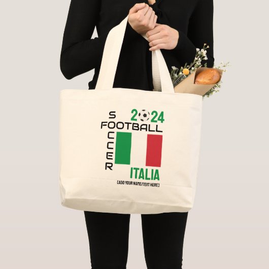 イタリアサッカー名前をカスタムする2024任意の年 ラージトートバッグ (正面(商品))