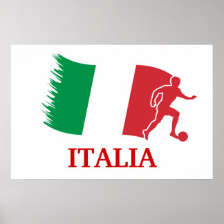 イタリアサッカー国旗 ポスター