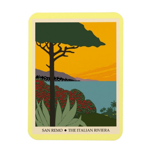 イタリアサンレモヴィンテージ旅行ポスター マグネット (縦)