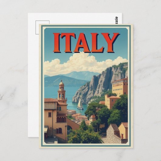 イタリアシニックテレイタリアンコーストヴィンテージトラベル ポストカード (正面/裏面)