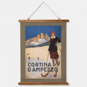 イタリアスキーヴィンテージ旅行 吊り下げ型タペストリー (正面)