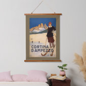 イタリアスキーヴィンテージ旅行 吊り下げ型タペストリー (寝室)