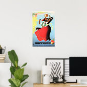 イタリアソレントNaples女の子踊りレトロ旅行 ポスター (ホームオフィス)