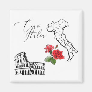 *~*イタリアチャオ·イタリア語の地イタリアン図 マグネット