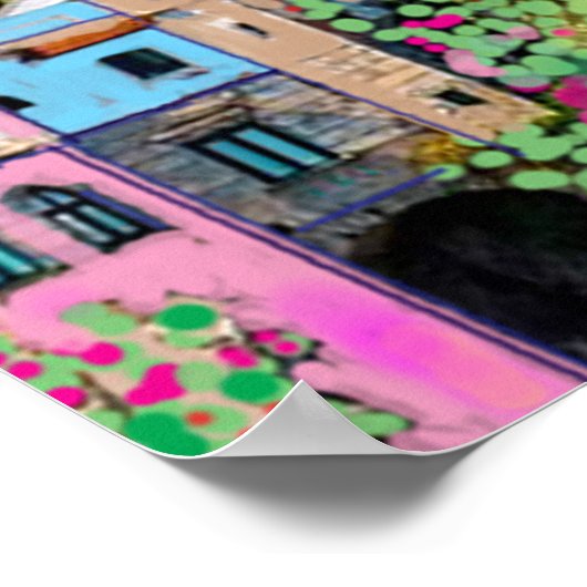 イタリアデジタルアートのアマルフィ伝統的ー海岸 ポスター (角)