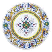 イタリアデルタ複雑なフローラモチーフのキャビネット引出し セラミックノブ (正面)