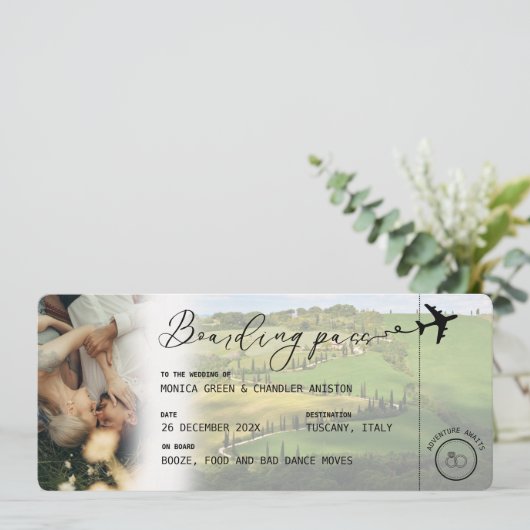 イタリアトスカーナ搭乗パスQR写真結婚ズ 招待状 (スタンド正面)