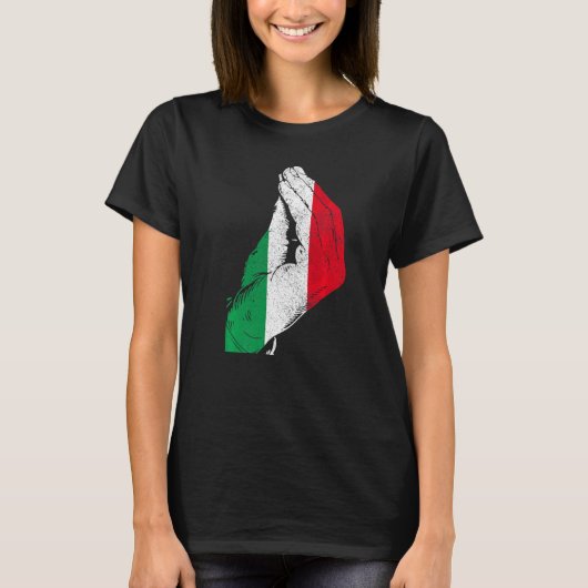 イタリアハンドジェスチャーイタリアンイタリア国旗プライド Tシャツ (正面)