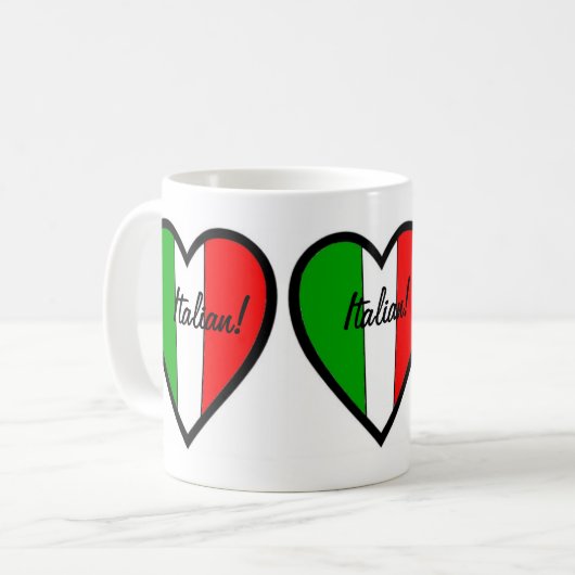 イタリアハートのイタリア旗 コーヒーマグカップ (正面左)