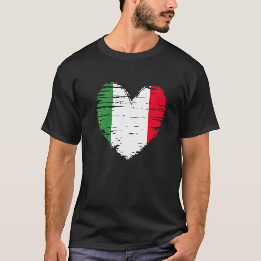 イタリアハートイタリアン国旗のイタリアンプライド Tシャツ (正面)