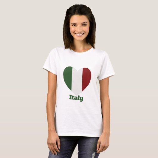 イタリアハート国旗 Tシャツ (正面フル)