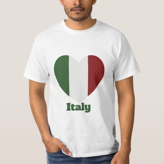 イタリアハート国旗Tシャツ Tシャツ (正面)