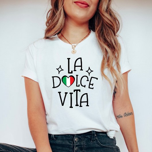 イタリアハートTシャツ La Dolce Vita イタリア国旗 Tシャツ