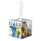 イタリアバケーション旅行写真クリスマス キューブオーナメント (正面アングル)