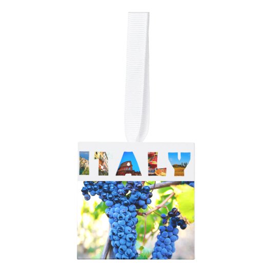 イタリアバケーション旅行写真クリスマス キューブオーナメント (正面)