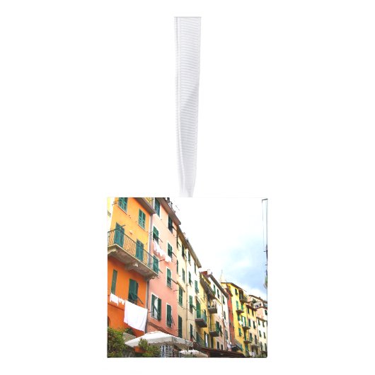 イタリアバケーション旅行写真クリスマス キューブオーナメント (右)