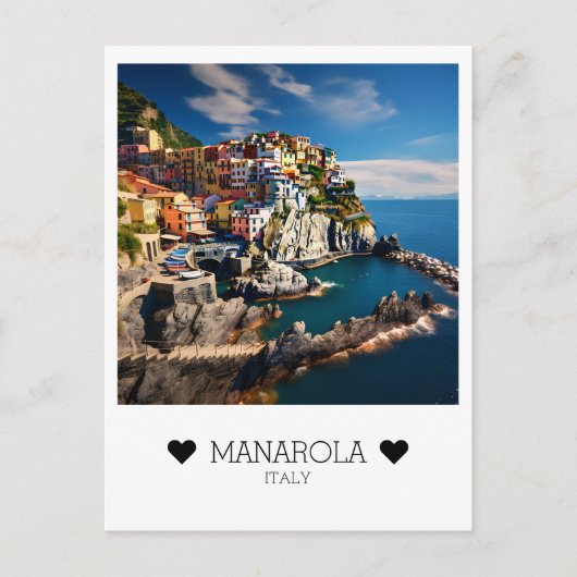 イタリアパーソナライズされたのマナローラで晴れた日 ポストカード (正面)