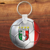 イタリアフォルツァアズーリカルシオサッカーボール国旗 キーホルダー (正面)