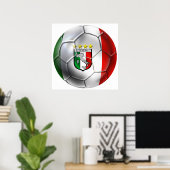 イタリアフォルツァアズーリカルシオサッカーボール国旗 ポスター (ホームオフィス)