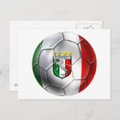 イタリアフォルツァアズーリカルシオサッカーボール国旗 ポストカード (正面/裏面)