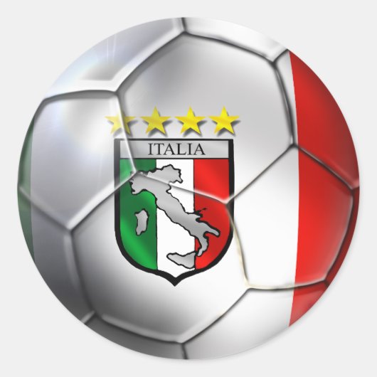 イタリアフォルツァアズーリカルシオサッカーボール国旗 ラウンドシール (正面)