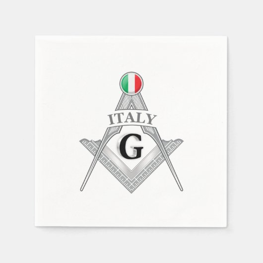 イタリアフリーメイソンサイン スタンダードカクテルナプキン (正面)