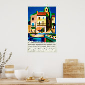 イタリアブライトハウズカラフルリバーヴィンテージトラベル ポスター (キッチン)