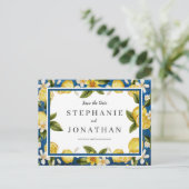 イタリアブルーウォーターカラーレモンサザデイトポストカード ポストカード (スタンド正面)