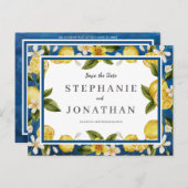 イタリアブルーウォーターカラーレモンサザデイトポストカード ポストカード (正面/裏面)