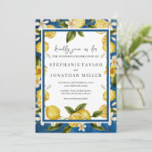 イタリアブルーウォーターカラーレモン結婚式招待状 招待状 (スタンド正面)