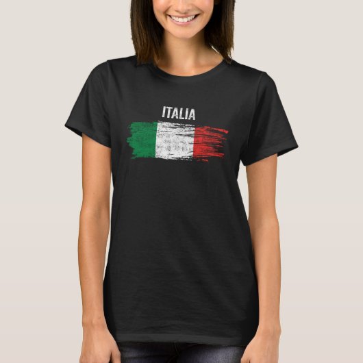 イタリアプライド動揺してヴィンテージイタリアン国旗 Tシャツ (正面)