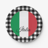 イタリアプレート、バッファローのプレイド&イタリアン国旗 ペーパープレート (正面)