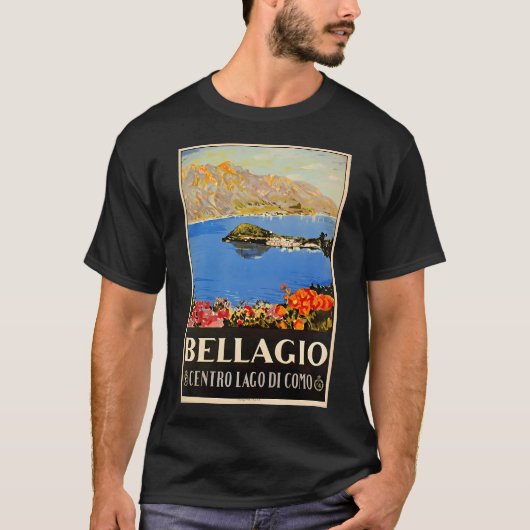 イタリアベラジオレイクコモヴィンテージトラベイタリアンルアド Tシャツ (正面)