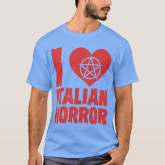 イタリアホラーが大好き ハートペンタグラム スケアリー映画 Tシャツ