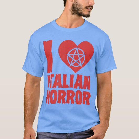 イタリアホラーが大好き ハートペンタグラム スケアリー映画 Tシャツ (正面)